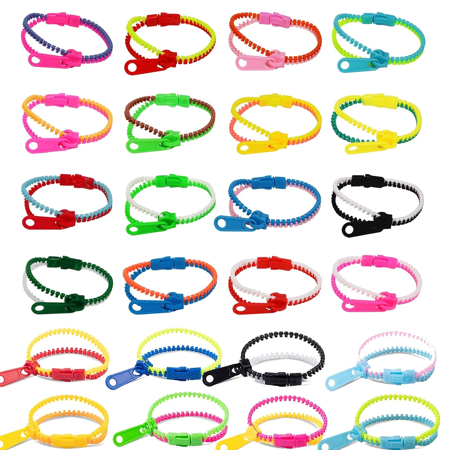 Zipper Bracelets 24 Pack - Plastic Fidget Snap Bracelets Bulk Set for Kids Party Favors Goodie Bags Classroom Rewards Prizes Sensory Toys Ages 14+ Birthday Gifts