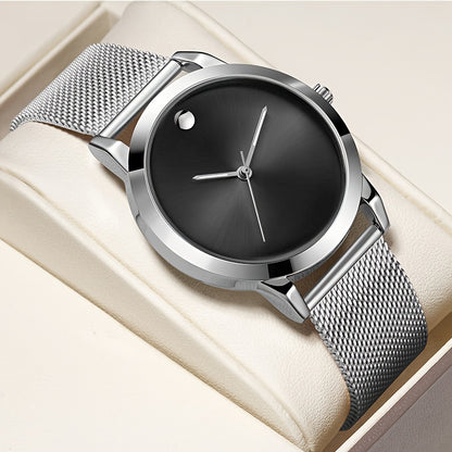Men's Stainless Steel Watch Casual Minimalist Quartz Wristwatch with Metal Band – Elegant Gift for Him, Business & Everyday Wear