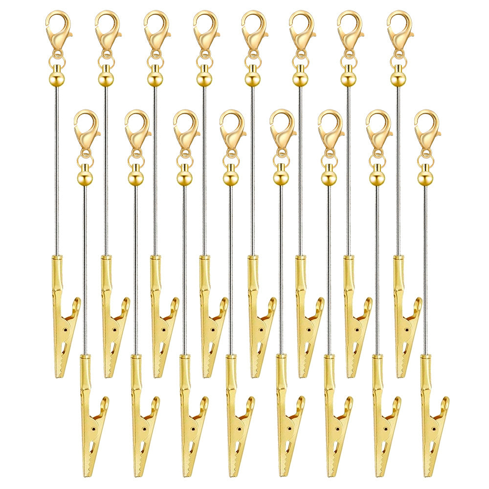 8/16pcs Beaded Business Card Holder Keychain Multi-Function Blank Alligator Clip for Business Cards, Photos, Notes And Messages - Office Essentials