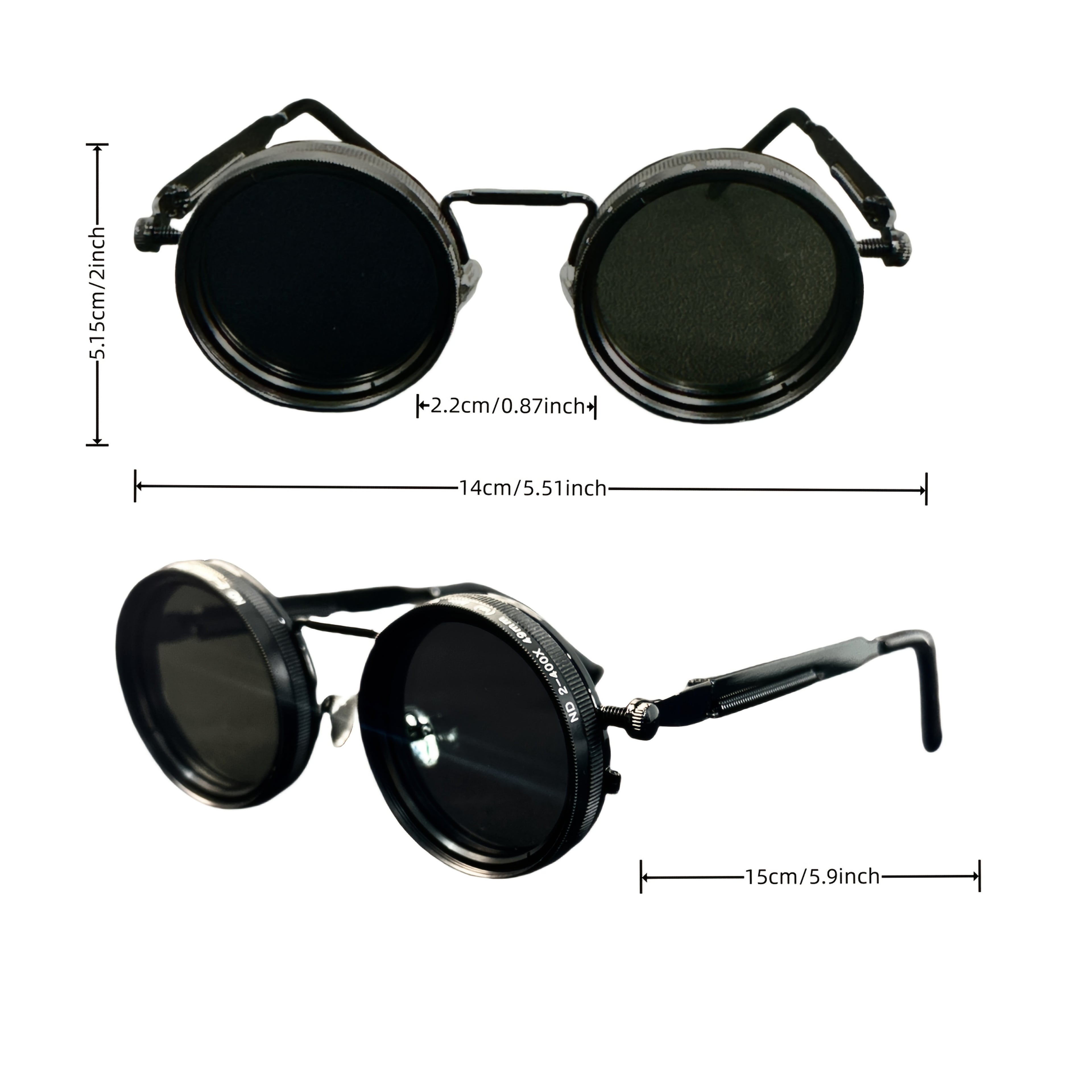 Men'S Vintage Steampunk Spin Fashion Glasses - Adjustable Brightness, Alloy Frames and Black/Grey Gradually changing Lenses, Interchangeable Lens System for Parties, Casual Wear - Bohemian Eyewear Accessories (Not Glasses), Without Battery