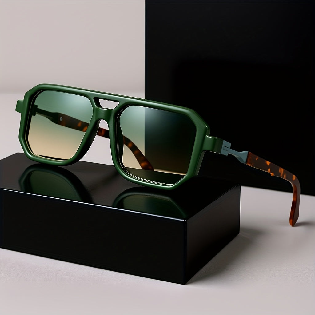 Stylish Oversized Square Frame Sunglasses for Men and Women - Protection - Unisex Retro Shades with Tortoiseshell Arms - Includes Sunglasses Case and Cleaning Cloth - Fashion Accessory for Travel, Beach, and Daily Wear