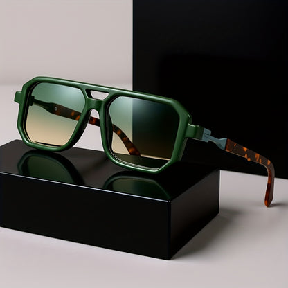Retro Square Sunglasses UV400 Oversized Frame - Tortoiseshell Arms Unisex Fashion Shades Women Men Travel Beach Daily Wear with Case 6 Colors