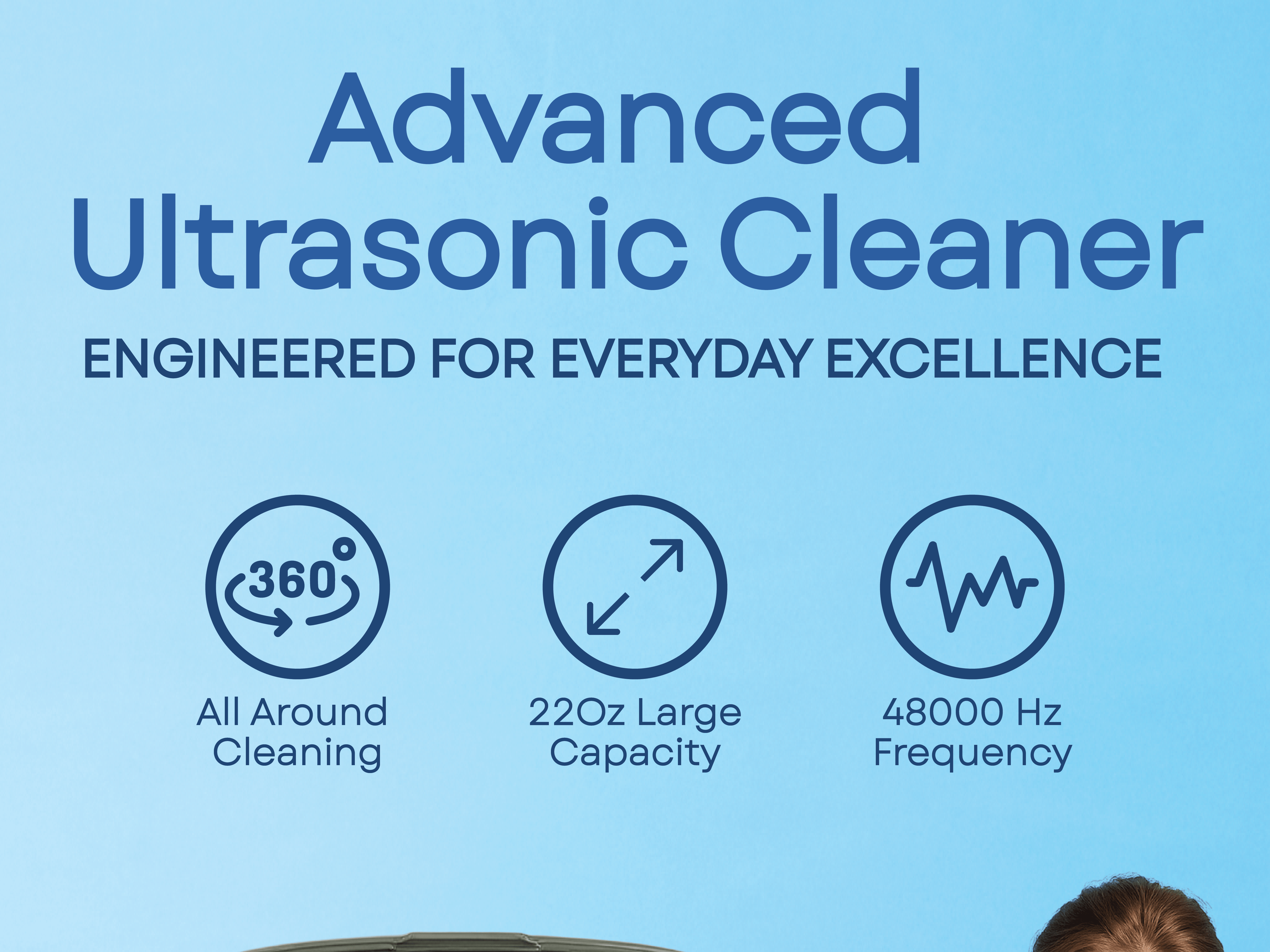 Ultrasonic Jewelry Cleaner, 48KHz Ultrasonic Cleaner Machine for Jewelry, Eyeglasses, Rings, Watch Strap, Dentures- Dual Cleaning Modes, 304 Stainless Steel Tank