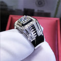 Luxury Men's 201 Stainless Steel Ring Set with Shiny White Synthetic Synthetic Zirconia, Elegant Wedding And Party Jewelry for Valentine's Day, Worn All Year Round