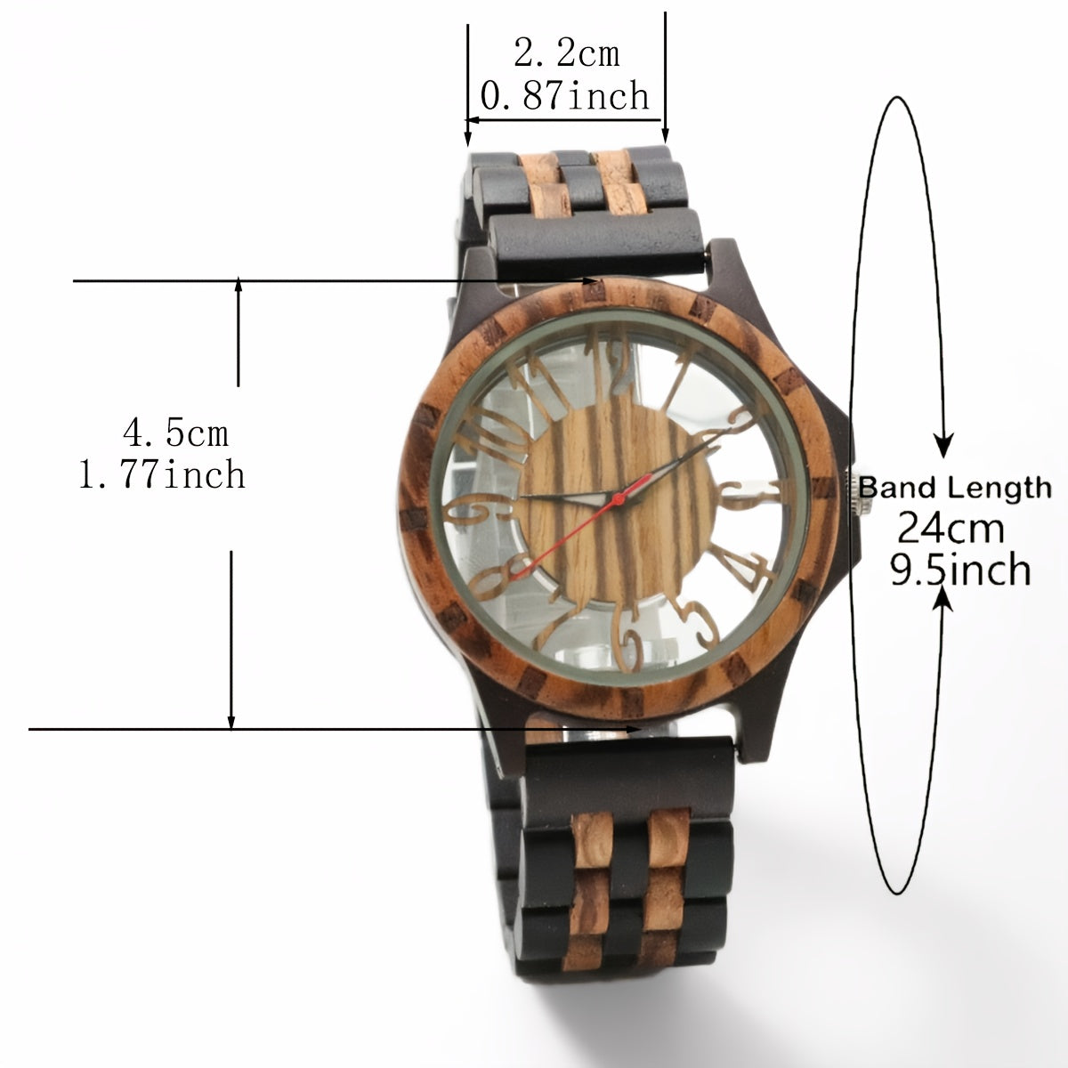 Men's Vintage All-Wood Watch with Large Dial & Hollow Three Sub-Dials - Quartz Movement, Wooden Band & Beige Dial, Includes Gift Box for Men, Everyday Timepiece, Retro Style Watch, Natural Grain Texture
