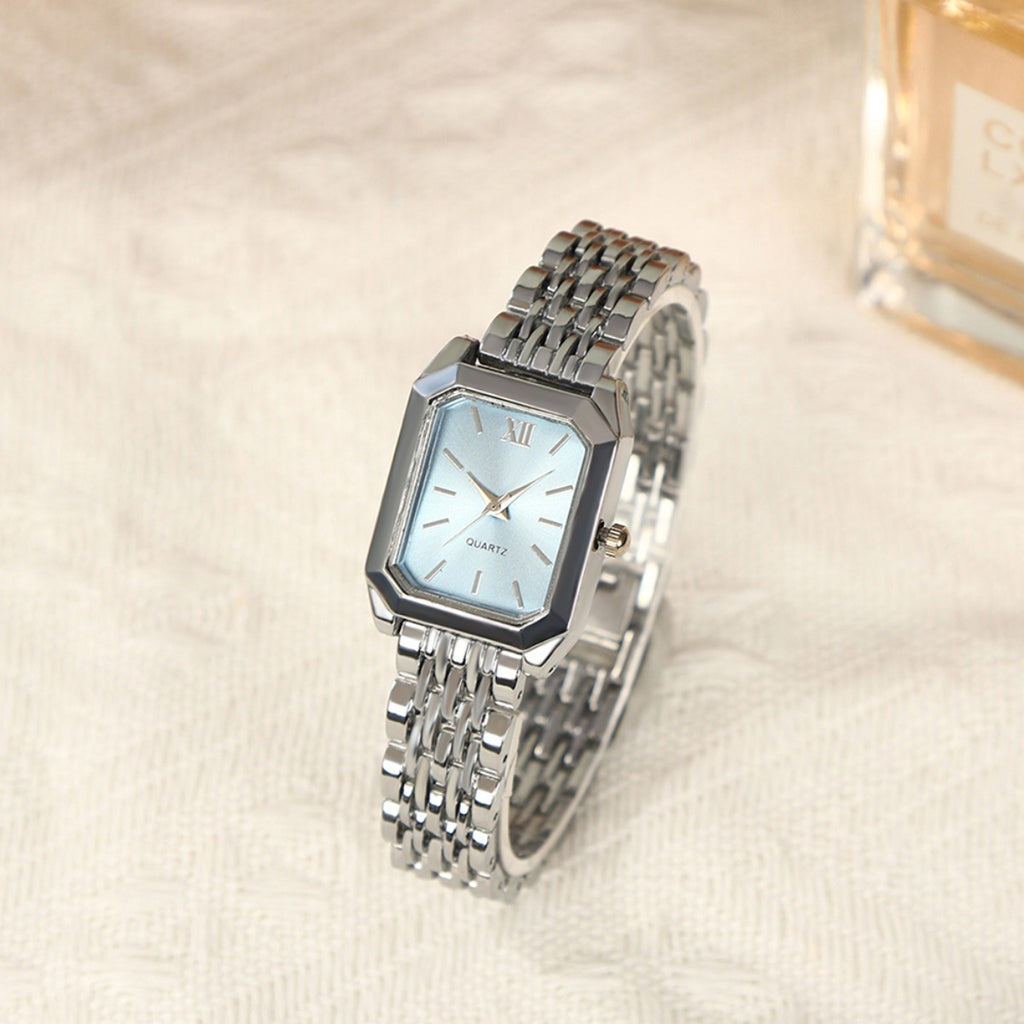 2pcs Women's Elegant Retro Watch Set - Luxury Heart Chain Quartz Watch with Rectangular Dial & Stainless, Court Style Analog Wristwatches for Easter, Wedding, or Casual Attire - Classic Timepiece Gift