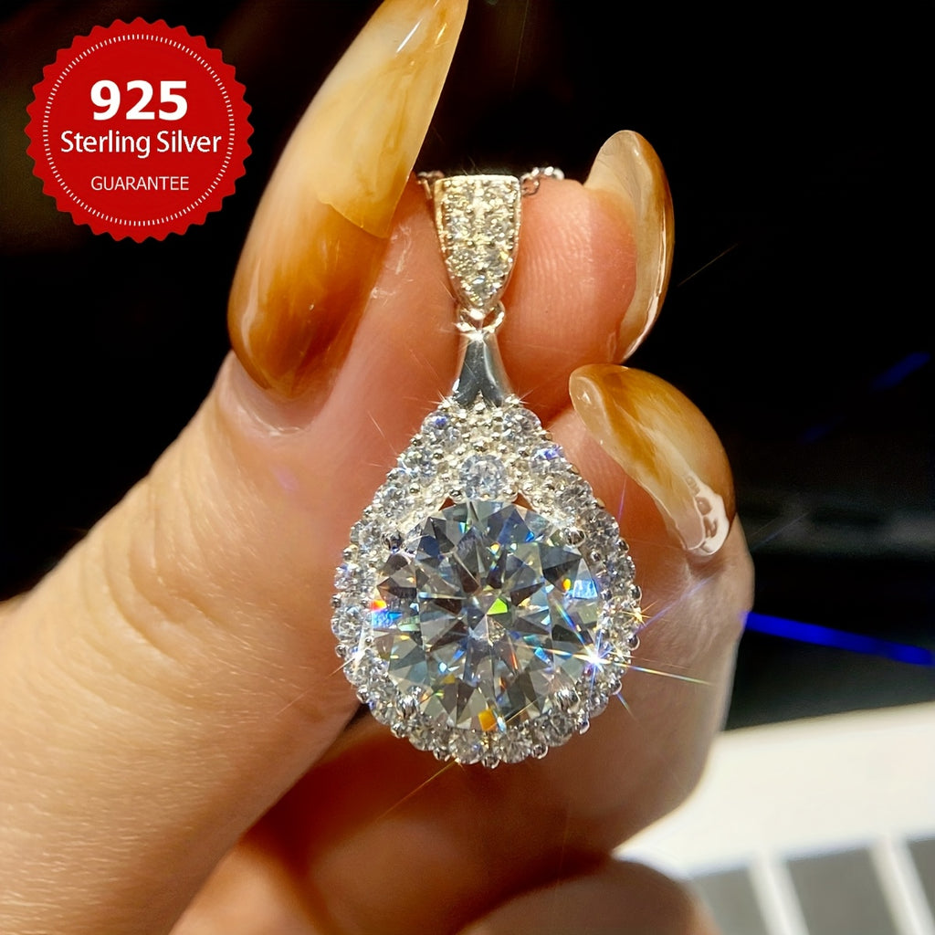 925 Sterling Silver Inlaid Synthetic Zirconia Necklace, Wedding Necklace, Valentine'S Day Gift, Elegant Women'S Bridal Jewelry, Best Valentine'S Day Gift