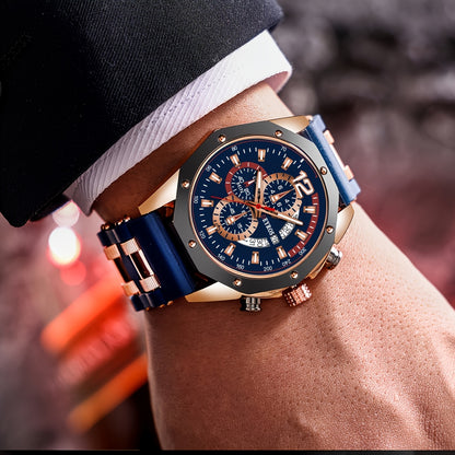 Silicone Watch for Men Fashion Casual Quartz Date Display Sport Wristwatch Sporty Design Multiple Colors Christmas Thanksgiving Gift Reloj Para Hombre