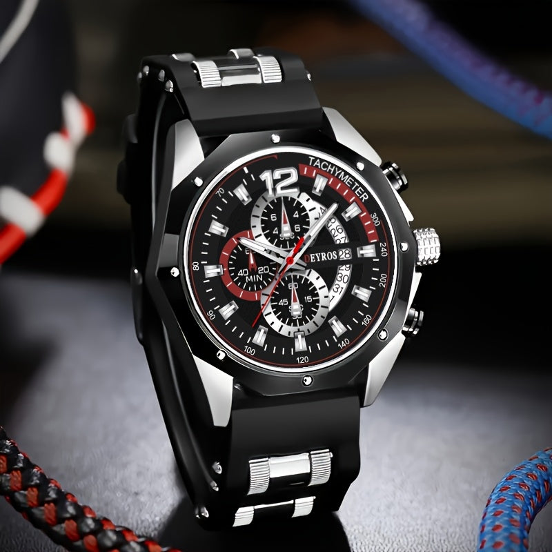 Silicone Watch for Men Fashion Casual Quartz Date Display Sport Wristwatch Sporty Design Multiple Colors Christmas Thanksgiving Gift Reloj Para Hombre