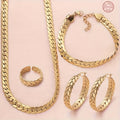 925 Sterling Silver -14k Golden Plated - Serpentine Jewelry 4pcs Set (rings, Necklaces, Studs, Bracelets) - Perfect For Men, Women Friends, Wives, Daughters - Perfect For Birthdays, Anniversaries, Valentines - Elegant Gift Box Included