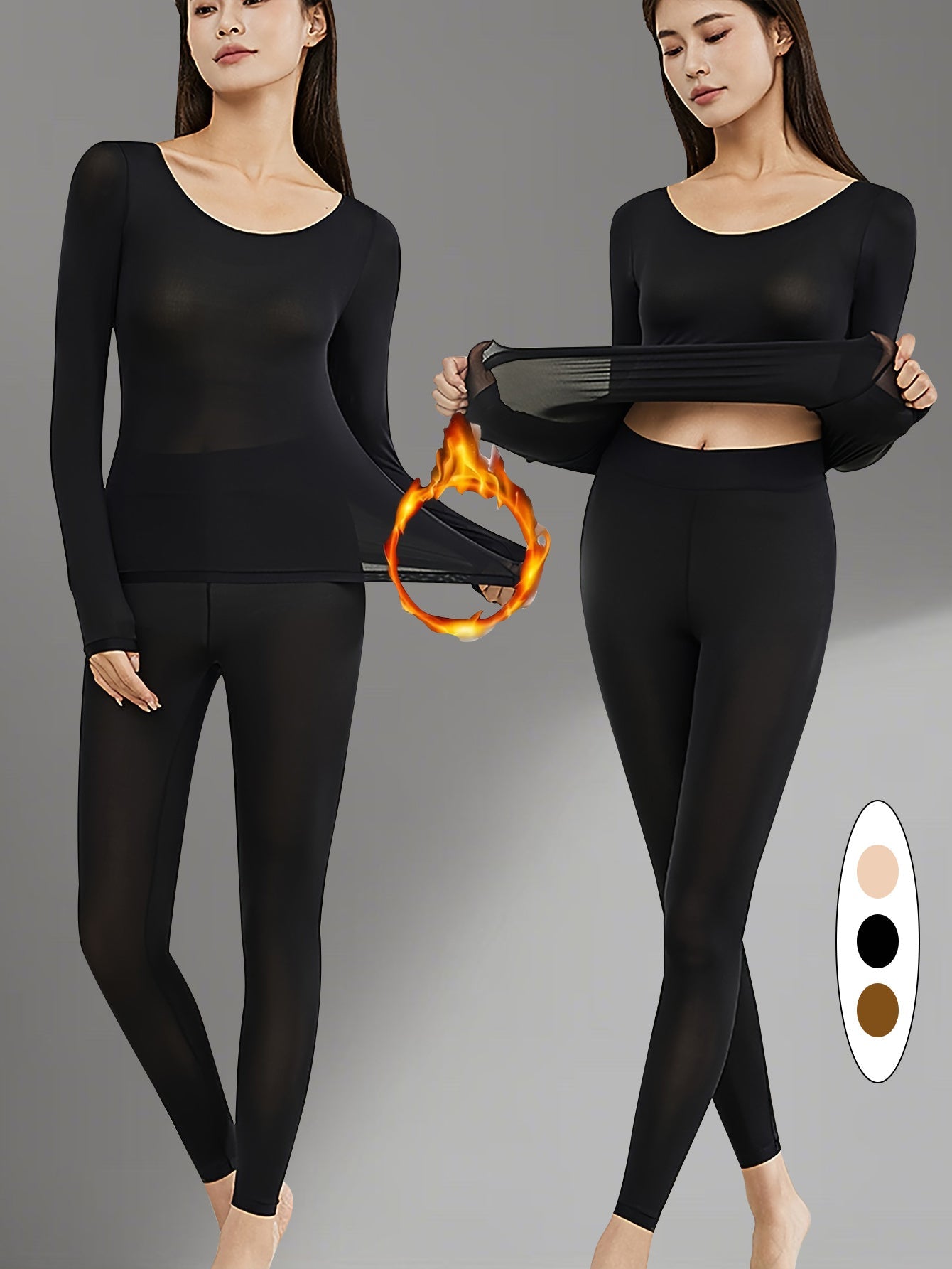 2-Pack Women’s Thermal Underwear - Smooth No-Show Fit – Black option – view 2
