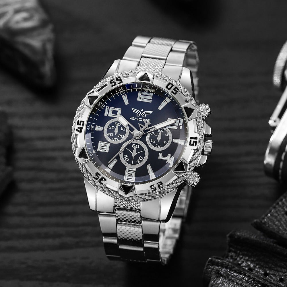 Gold Plated Men'S Sport Watch Chunky Case Chrono Function | Bold And Trendy, Without Battery