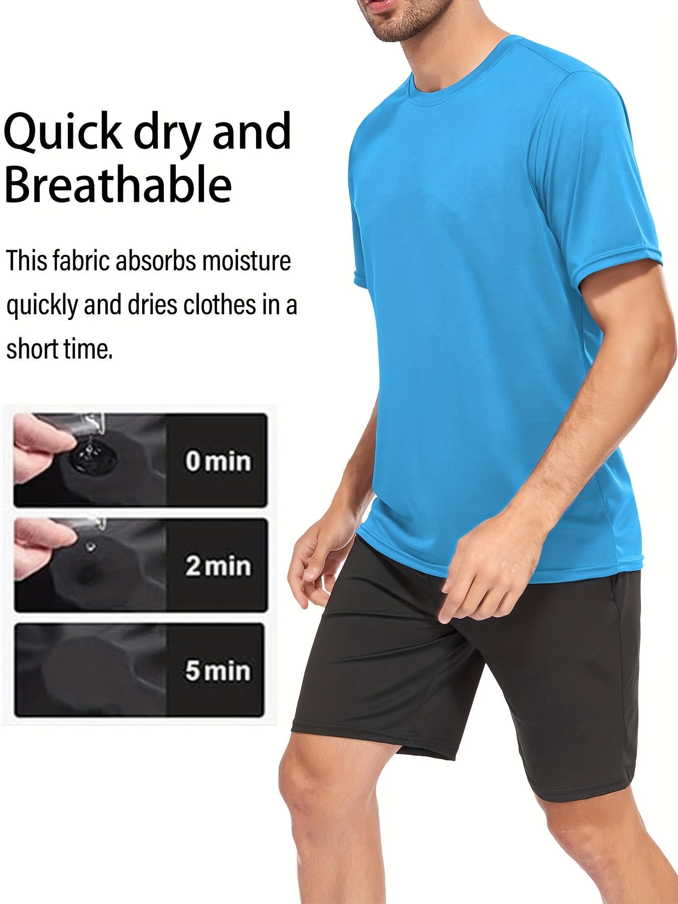 2026 Men's Quick Dry Workout Gym T Shirts Short Sleeve Active Running Athletic Tee – view 2