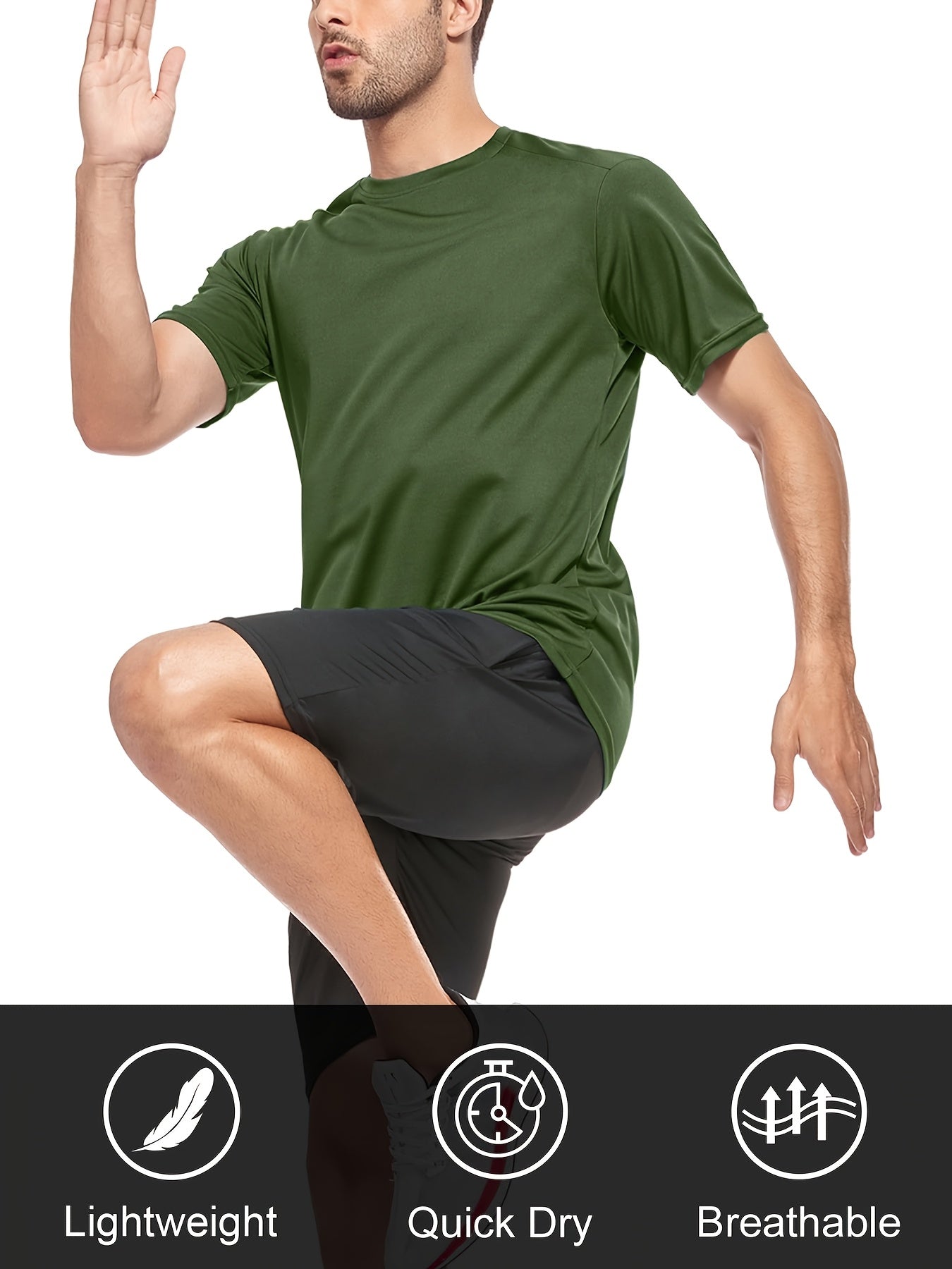 2026 Men's Quick Dry Workout Gym T Shirts Short Sleeve Active Running Athletic Tee – view 3
