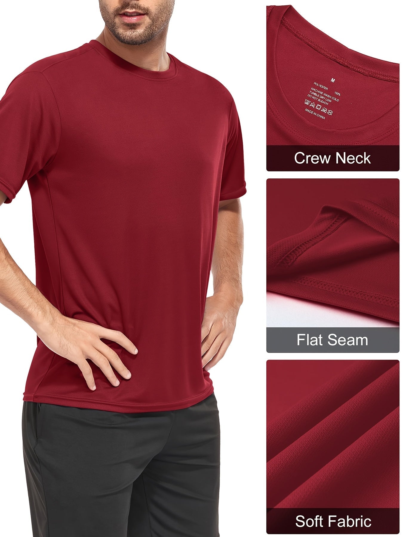 2026 Men's Quick Dry Workout Gym T Shirts Short Sleeve Active Running Athletic Tee – view 8