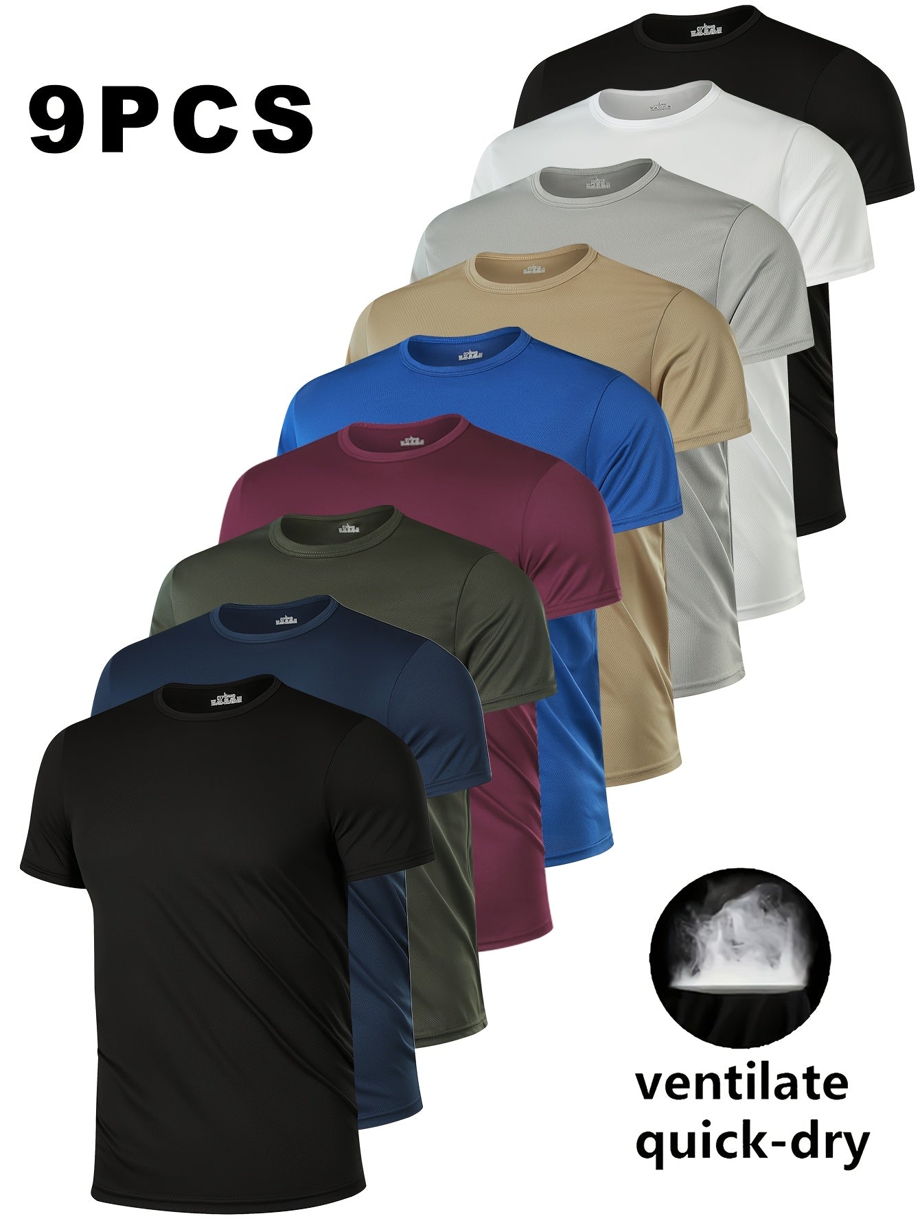 2026 World Cup Match Day Fan Gear 9pcs Men's Solid Color Crew Neck T Shirts 100 – view 4