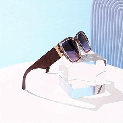Retro Wide Frame Glasses for Women Men Vintage Rectangular Oversized Sunglasses Unisex Fashion Eyewear with Gold Accent & Case Set