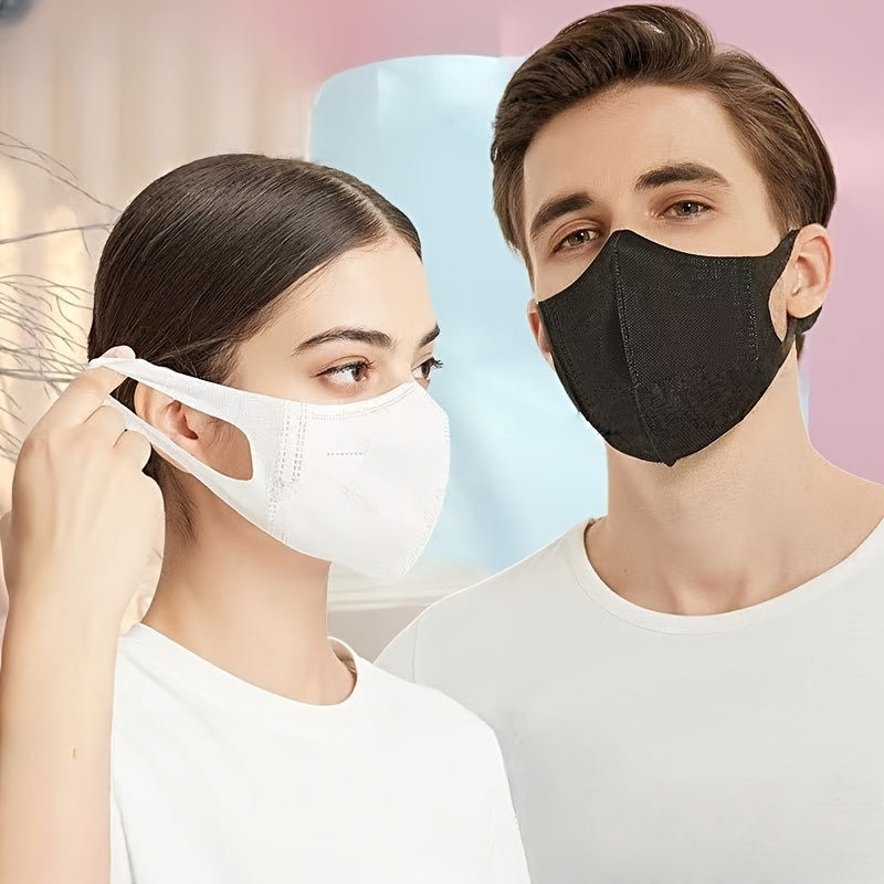 50-Pack Breathable Face Masks, Fashionable High-Elasticity Wide Ear Loops, Individually Packaged in White And Black, Daily Protection, Comfort Fit for Office Use Travel Outdoor Activities