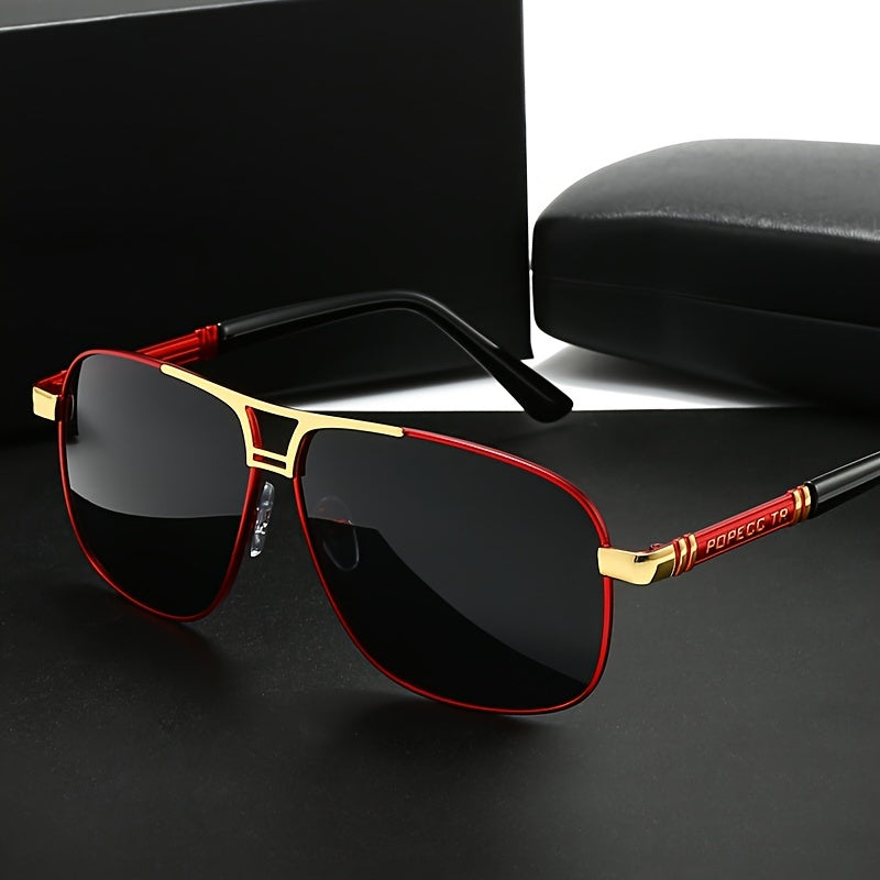Full Rim Sunglasses Men Women Oversized 139mm+ Frame – TAC Gradient Lens UV Protection, Bold Fashion Eyewear for Formal Everyday Street Style, 4 Colors Red Black Gold Silver