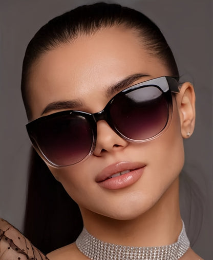 Gradient Cat Eye Sunglasses Men Women Oversized Retro Fashion Gradient Black Lens Summer Eyewear for Beach Vacation Travel Cruise Trendy Unisex Accessories Must-Have