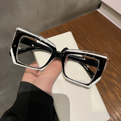 Blue Light Blocking Glasses for Women - Cat Eye Frame Transparent PC Lens Lightweight Color Block Fashion Computer Eyewear with Case, Stylish Anti Blue Light Glasses for Office Screen Work Gift