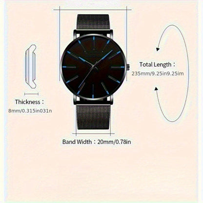 Luxury Watch Set for Men 4pcs Quartz Analog Watch Bracelet Necklace Gift Box Set Business Casual Formal Occasion Fashion Accessories