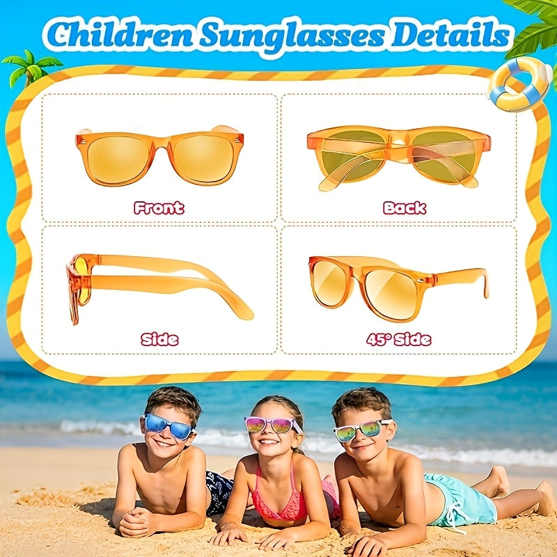 Kids Sunglasses 12 Pack - Outdoor Children's UV Protection Shades for Boys Girls, Unisex Fun Colorful Bulk Sunglasses Ideal for Party Favors, Holiday Gifts, Goody Bags & Everyday Outdoor Use