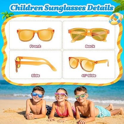 Kids Sunglasses 12 Pack - Outdoor Children's UV Protection Shades for Boys Girls, Unisex Fun Colorful Bulk Sunglasses Ideal for Party Favors, Holiday Gifts, Goody Bags & Everyday Outdoor Use