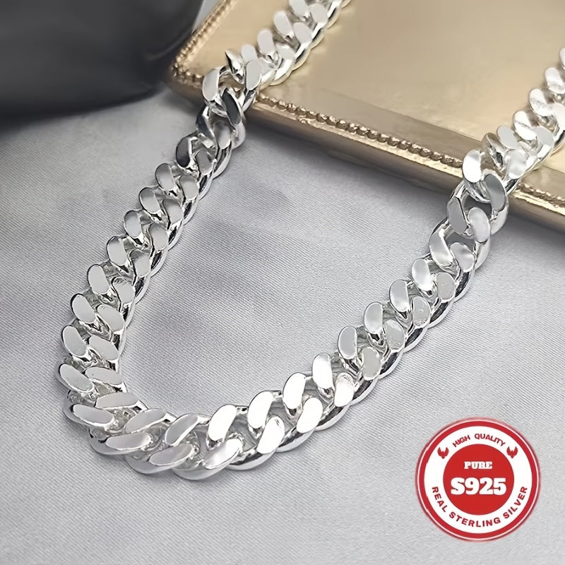 S925 Sterling Silver Cuban Link Chain Necklace 10mm - Heavyweight Handcrafted Thick Cuban Chain for Men & Women, Sturdy Hip Hop Jewelry for Casual & Special Occasions, Available in 20"-24"