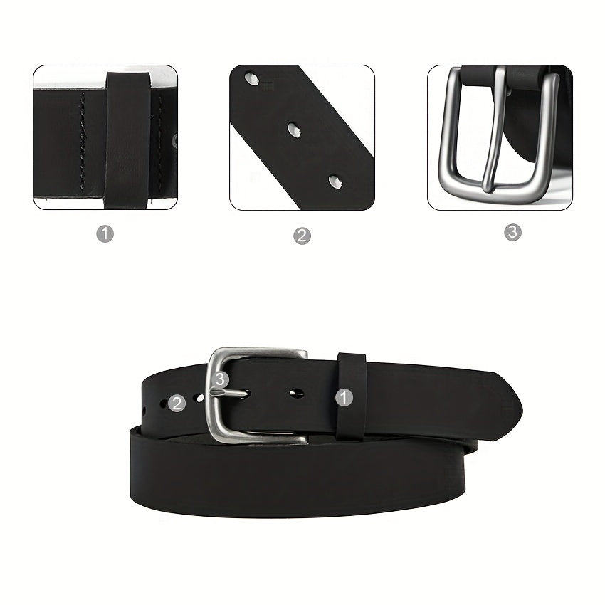 Handmade Leather Belt for Men - Full Grain Casual Everyday Jeans Belt, Black & Brown, Sizes 30-52, Stainless Buckle, Gift Box Included, Perfect Gift for Him