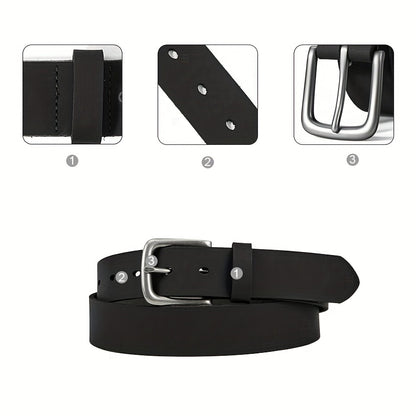Handmade Leather Belt for Men - Full Grain Casual Everyday Jeans Belt, Black & Brown, Sizes 30-52, Stainless Buckle, Gift Box Included, Perfect Gift for Him