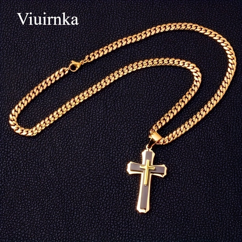 Classic Hip Hop Cross Necklace: A Accessory, Great for Birthday Celebrations & Easter Presents - Comes with a Gift Box for Convenient Gifting, Suitable for Both Men And Women