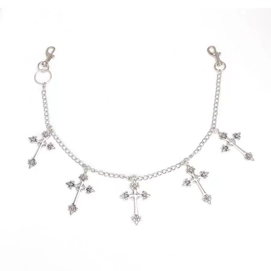 2pcs Gothic Abi Cross Waist Chain Necklace - Dark Retro Y2K Style Multi-Element Metal Chain for Women, Perfect for Casual Outings, Weddings, Parties & More, Casual Accessory | Vintage Aesthetic | Y2K Fashion Item