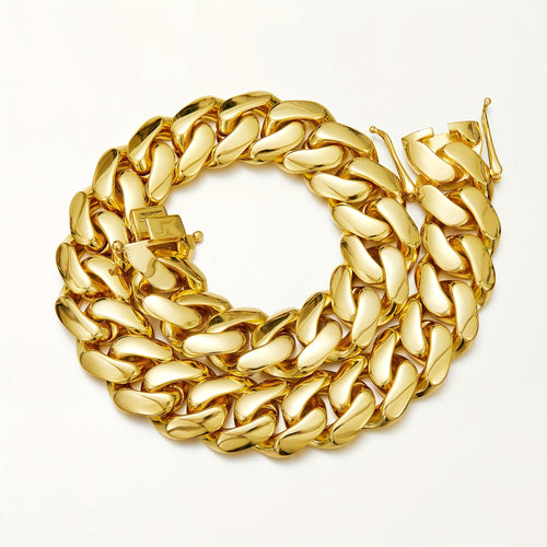 Cuban Chain Bracelet & Necklace for Men – Stainless Steel Gold & Silver, 8-22mm Wide, Sizes 7.5"-8.5" Bracelet & 16"-30" Necklace, Tarnish-Free Hip Hop Jewelry