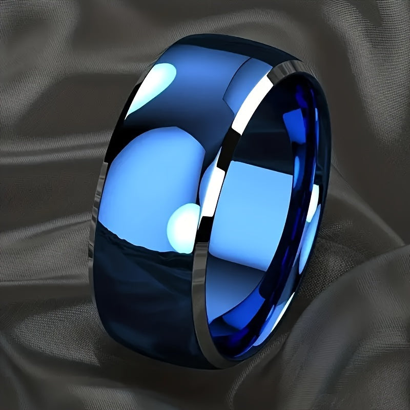 4pcs Set of Timeless Blue And Black Stainless Steel Tire Pattern Men'S Rings - Hypoallergenic, Brushed End, Fashionable Combination Engagement And Wedding Bands - Durable, Scratch-Resistant, And Comfortable Jewelry