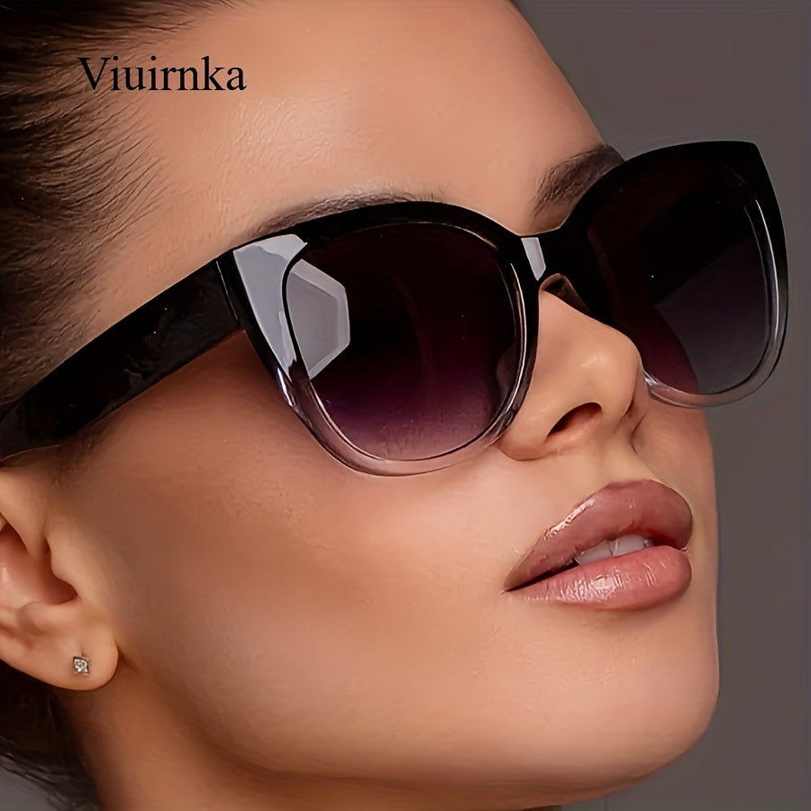 Summer Must Haves, Stylish Retro Cat Eye Oversized Gradient Fashion Glasses for Men and Women, Perfect for Beach, Vacation, Travel, and Cruise, Trendy Fashion Accessories