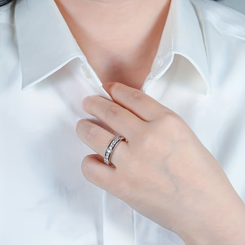 S925 Sterling Silver Moissanite Ring, Sparkling, Stylish and Versatile, Suitable for Men, Women, Couples, Students, Weddings, Engagements, Christmas Jewelry Gifts.