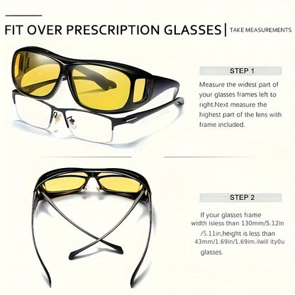 Night Vision Wrap-Around Sunglasses for Driving – Day & Night Outdoor Sports Eyewear for Cycling, Fishing & Hiking, Unisex Full-Frame Shades Available in 1 or 2 Pack
