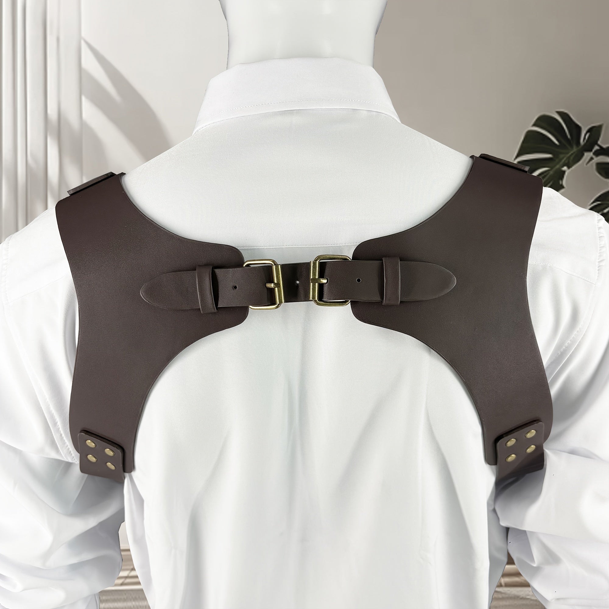 Men'S Vintage British Style Faux Leather Suspenders with Adjustable Straps & Side Hook - Stylish Overcoat Hanger for Casual Or Formal Wear, Faux Leather Hanger, Formal Attire, Retro Fashion, Durable Construction, Highquality Craftsmanship