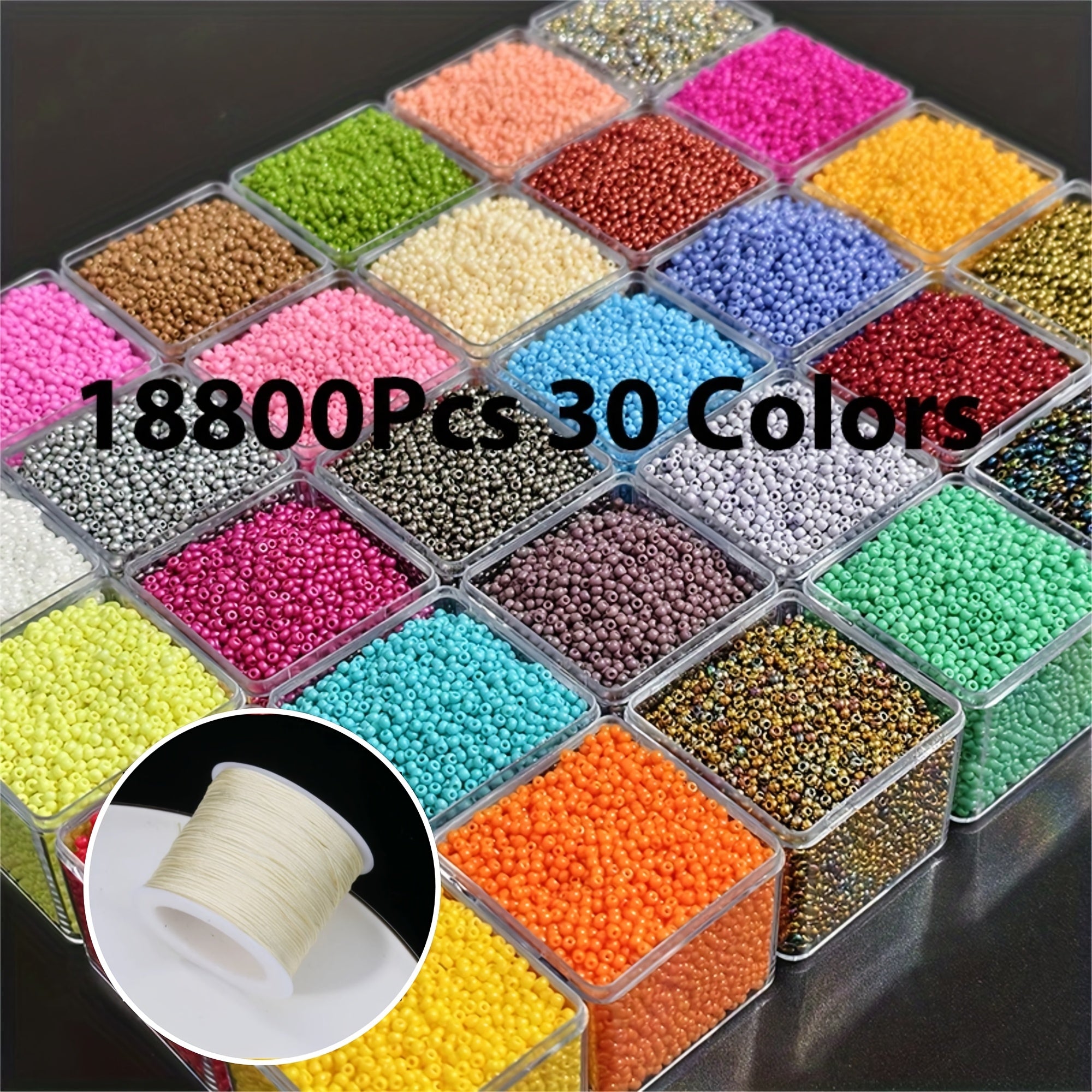 18, 800pcs 1.8mm Czech Resin Seed Beads Mixed Pack - 30 Colors Decorative Beads with Uniform Size, Suitable for DIY Jewelry Making - Ideal for Colorful Round Spacer Beads, Endless Designs for Handmade Earrings, Bracelets & Necklaces