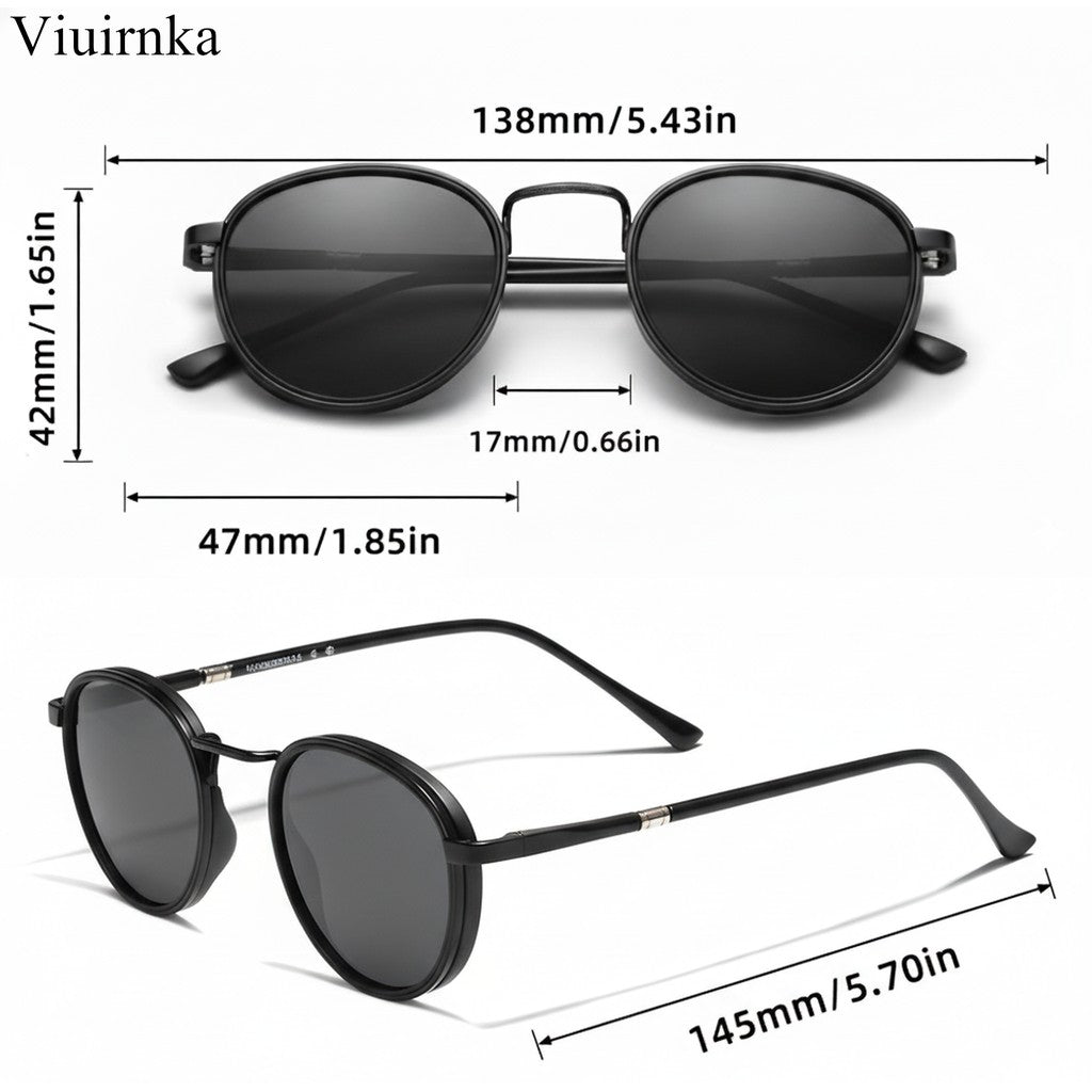Viuirnka Round Metal Sunglasses, Protection for Men And Women, Lightweight TAC Lens Eyewear with Durable Case for Driving, Fishing, Travel, Hiking.