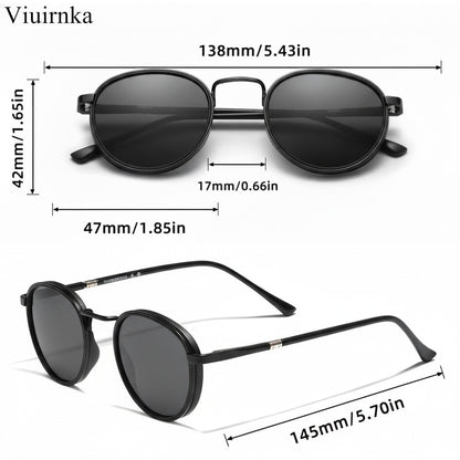 Polarized Sunglasses Round Metal Frame – TAC Lens UV Protection for Men & Women, Lightweight Eyewear with Durable Case, Driving Fishing Travel Hiking, Brown Black Gold Silver Gray