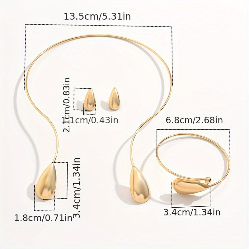 [Elegant Geometric Jewelry] S925 Silver Elegant Geometric Droplet Jewelry, a Set of Elegant Geometric Sparkling Droplet Earrings, Bracelets, and Women's Necklaces