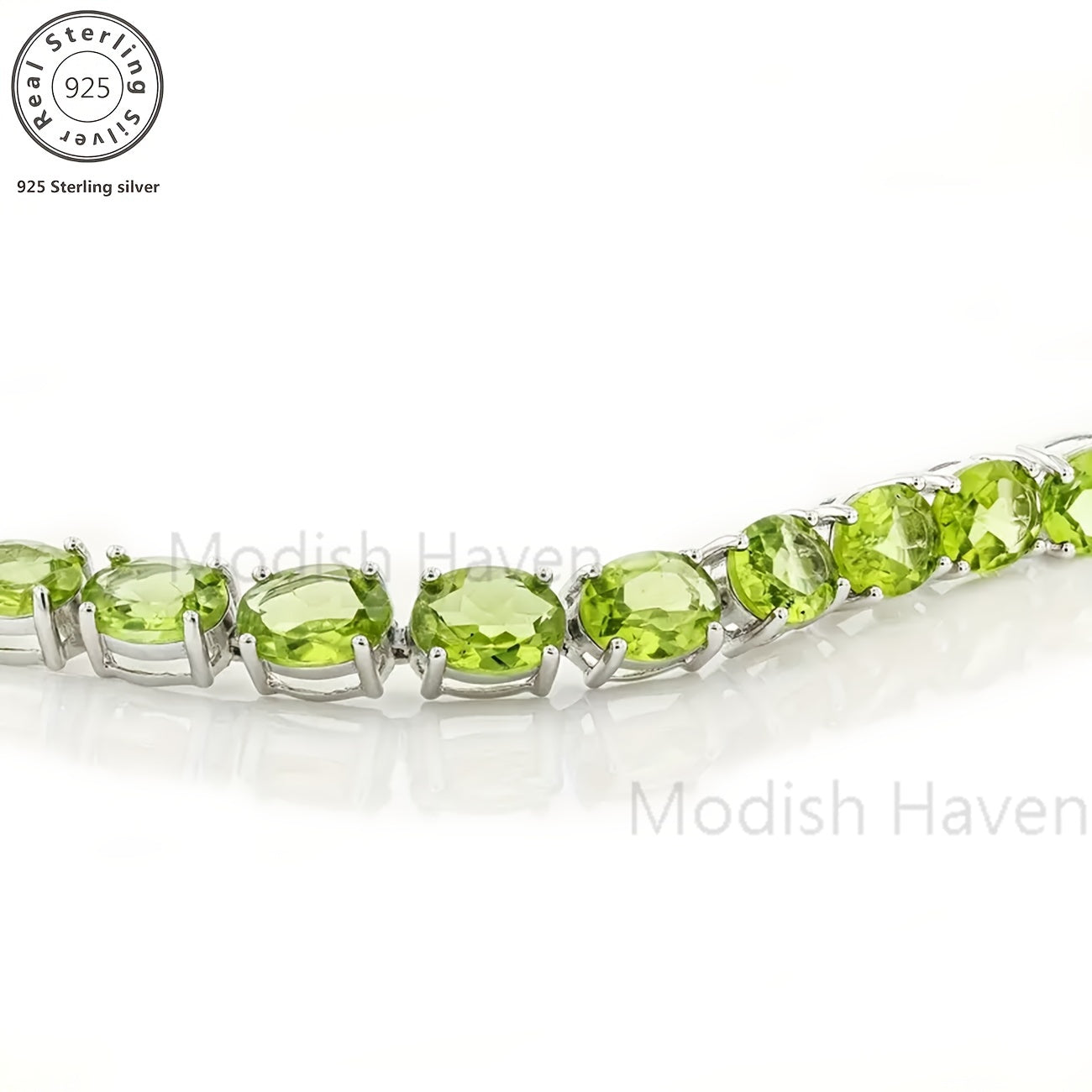 Green Peridot Women's Tennis Bracelet, 925 Silver, Delicate and Elegant in Niche Colors, Women's Jewelry. Suitable for Daily Party Wear. Birthday, Mother's Day Valentine's Day Gift, Date Accessories, Party Jewelry, Total Product Weight (4.85g)