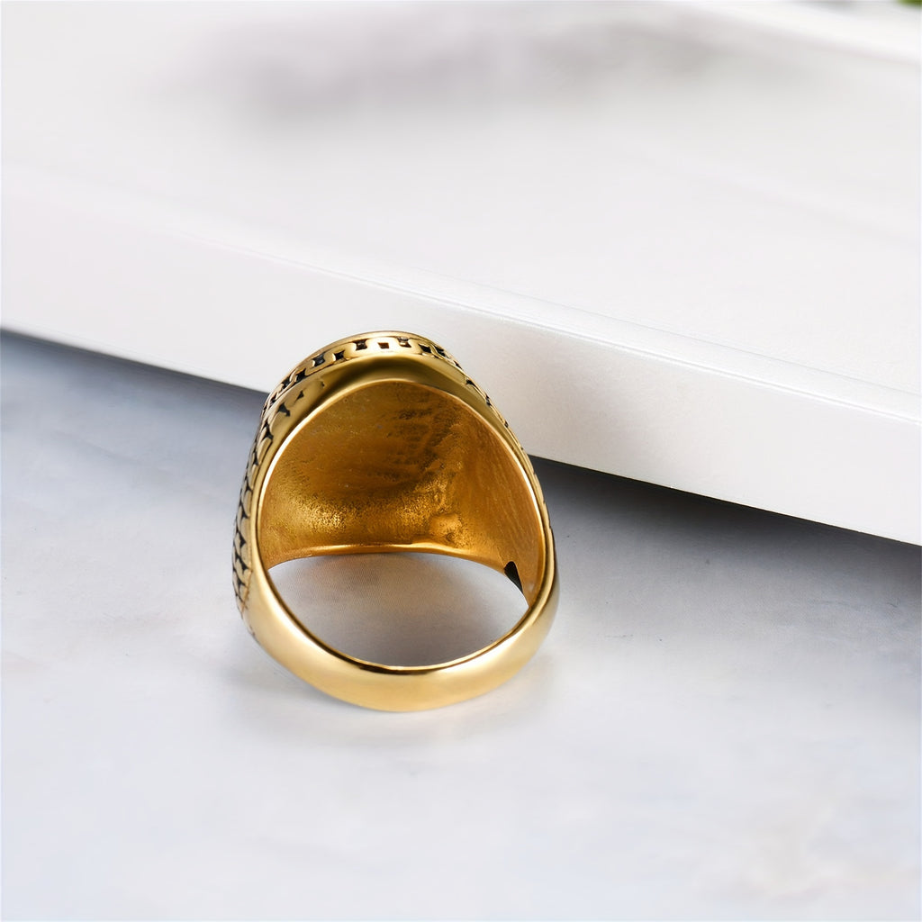 Men's Retro Simple 304 Stainless Steel Crucifix Cross Ring Christian Prayer Band Amulet Vintage Latin Cross Stamp Cast Pattern Size 7-15