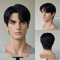 Men' Short Straight Wig Suitable for Halloween Cosplay & Themed Parties - -Looking Layered Hairpiece with No Adhesive Required, Instant Temporary Hairstyle for Role-Play, Daily Wear (No Glue Application)