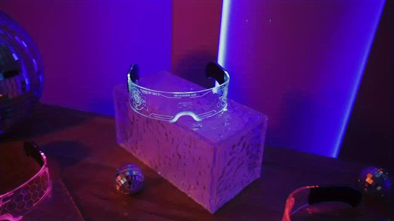 LED Light Up Glasses 2 Pack Adults 7 Colors 4 Modes - Futuristic Honeycomb Visor Rave Festival Halloween New Year Party Costume Gift
