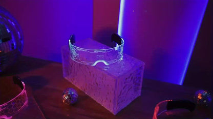 LED Light Up Glasses 2 Pack Adults 7 Colors 4 Modes - Futuristic Honeycomb Visor Rave Festival Halloween New Year Party Costume Gift