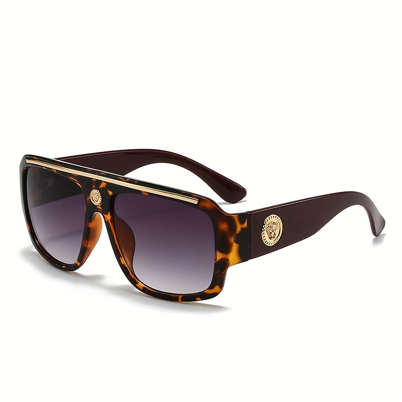 Oversized Cyberpunk Square Glasses for Men – Extra Large 139mm+ Frame with Gold Metal Trim, Decorative Lenses for Street Fashion, Cosplay & Special Occasions, Futuristic Unisex Eyewear