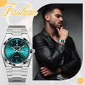 Jewelrywe Mens Week Date Calendar Luminous Dial Solid Stainless Steel Band Quartz Watch Business Wristwatch